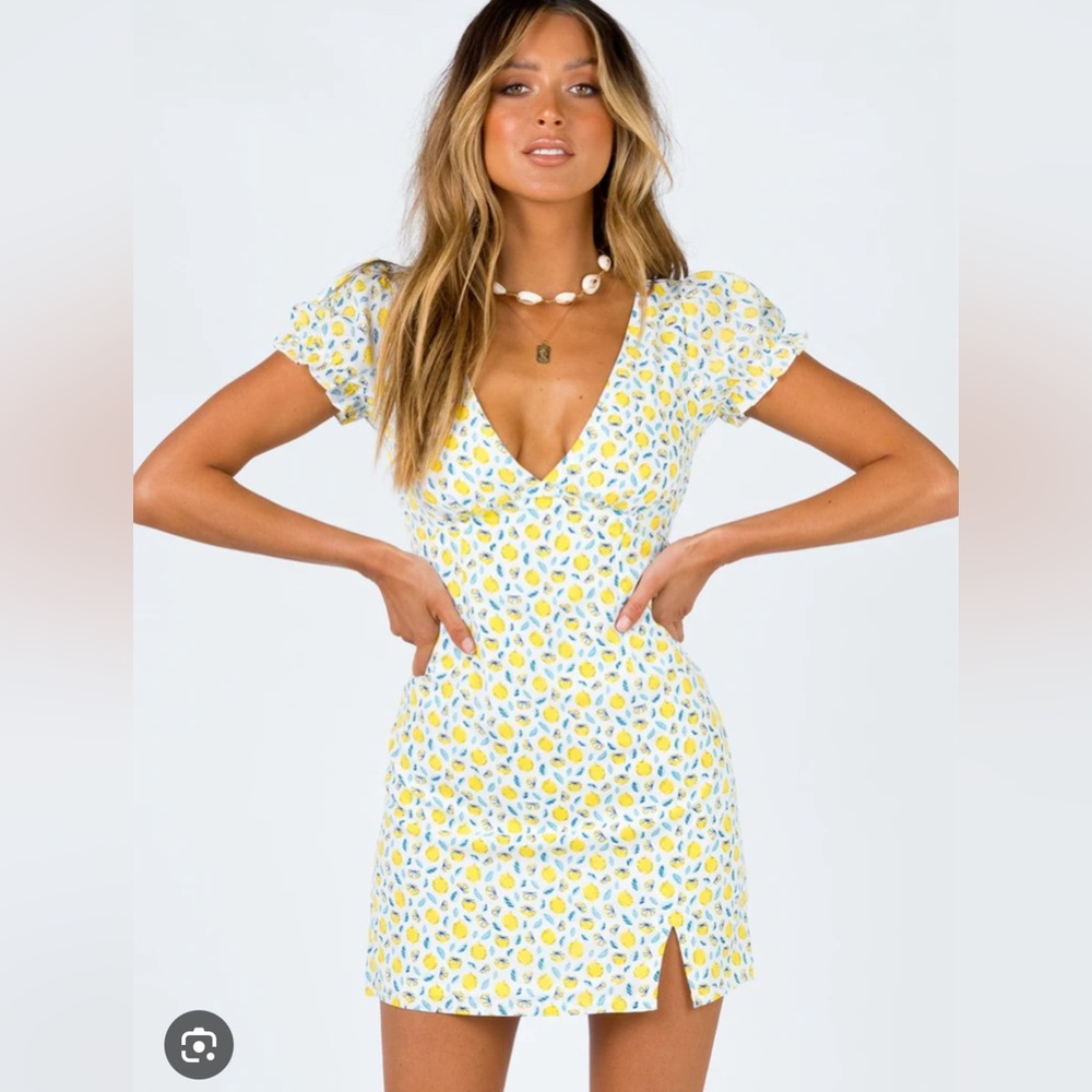 Princess Polly Lemon Dress - Size 10